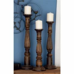 Buy 🔔 Grayson Lane Set of 3 24-in, 21-in, 18-in Traditional Candle Holder - Brown Mango Wood 🧨 -GRAYSON LANE Sales 2022 330861862 AlternateImage2 l