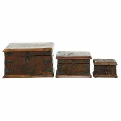 Promo ✔️ Grayson Lane Set of 3 11-in 8-in 5-in Brown Rustic Box - Recycled Wood 😉 -GRAYSON LANE Sales 2022 330861864 AlternateImage4 l