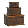 Promo ✔️ Grayson Lane Set of 3 11-in 8-in 5-in Brown Rustic Box - Recycled Wood 😉