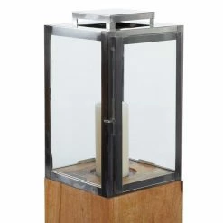 Buy 🌟 Grayson Lane 36-in x 9-in Contemporary Candle Holder Lantern - Brown Mango Wood 👍 -GRAYSON LANE Sales 2022 330861874 AlternateImage3 l