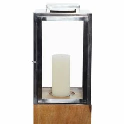 Buy 🌟 Grayson Lane 36-in x 9-in Contemporary Candle Holder Lantern - Brown Mango Wood 👍 -GRAYSON LANE Sales 2022 330861874 AlternateImage4 l