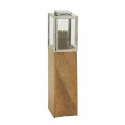 Buy 🌟 Grayson Lane 36-in x 9-in Contemporary Candle Holder Lantern - Brown Mango Wood 👍