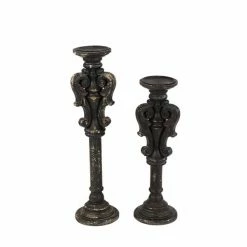 Best reviews of 🤩 Grayson Lane Set of 2 27-in, 22-in Vintage Candle Holder - Black Wood 🎉 -GRAYSON LANE Sales 2022 330861885 AlternateImage5 l