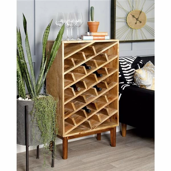 New 💯 Grayson Lane 40 In. x 24 In. Modern Wine Storage - Brown Mango Wood ❤️ 2 New 💯 Grayson Lane 40 In. x 24 In. Modern Wine Storage - Brown Mango Wood ❤️ - Image 2