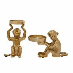 Promo 🔥 Grayson Lane Set of 2 3-in, 5-in Glam Candle Holder - Bronze Aluminum 😉 -GRAYSON LANE Sales 2022 330861893 AlternateImage5 l