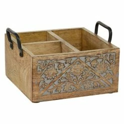 Best Pirce ⭐ Grayson Lane 4-Bottle Brown Wood Farmhouse Wine Holder 👍