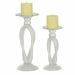 New ⌛ Grayson Lane 1-Candle White Glass Pillar Candle Holder - Set of 2 🤩