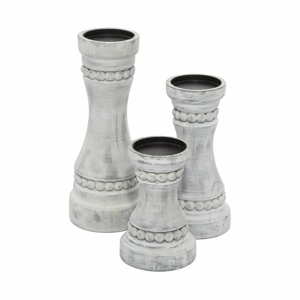 Discount 👍 Grayson Lane 1-Candle Grey Wood Pillar Candle Holder - Set of 3 🔥 5 Discount 👍 Grayson Lane 1-Candle Grey Wood Pillar Candle Holder - Set of 3 🔥 - Image 5