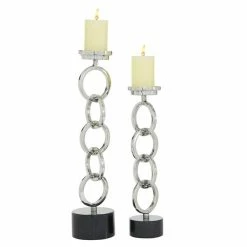 Brand new 👏 Grayson Lane Silver Metal Pillar Candle Holder - Set of 2 🥰