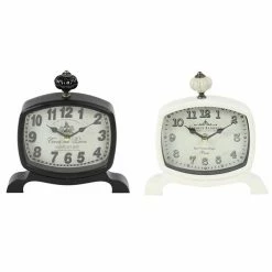 New 🤩 Grayson Lane 7-in x 8-in Black Set of 2 Analogue Rectangle Tabletop Standard Clock 🎁