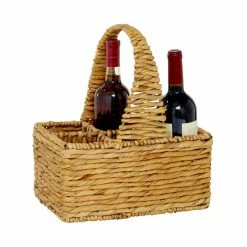 Best Pirce 🛒 Grayson Lane 12-Bottle Brown Wood Coastal Storage Basket ⌛