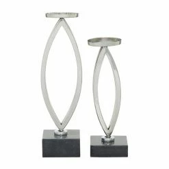 Best deal 😍 Grayson Lane 1-Candle Silver Metal Pillar Candle Holder - Set of 2 ✔️ -GRAYSON LANE Sales 2022 330862179 AlternateImage5 l