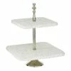 Best Pirce ❤️ Grayson Lane 2-Tier White Stoneware Cake Stand 🧨