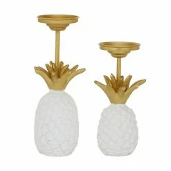 Best Sale 🥰 Grayson Lane White 1-Candle Metal Pillar Candle Holder - Set of 2 🌟 -GRAYSON LANE Sales 2022 330862205 AlternateImage5 l