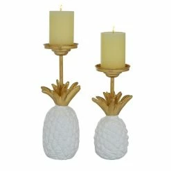 Best Sale π₯° Grayson Lane White 1-Candle Metal Pillar Candle Holder - Set of 2 π