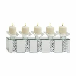 Best Sale βοΈ Grayson Lane 5-Candle Clear Wood Pillar Candle Holder β