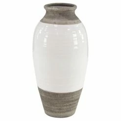 Best Sale 🤩 Grayson Lane 1-Piece 24.60-in x 12.40-in Grey Casual Vase ⌛