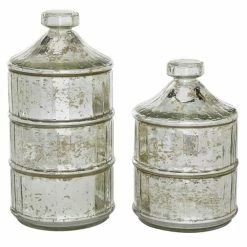Buy 🥰 Grayson Lane 2-Piece 12.05-in x 6.2-in Grey Classic Decorative Jar 😀