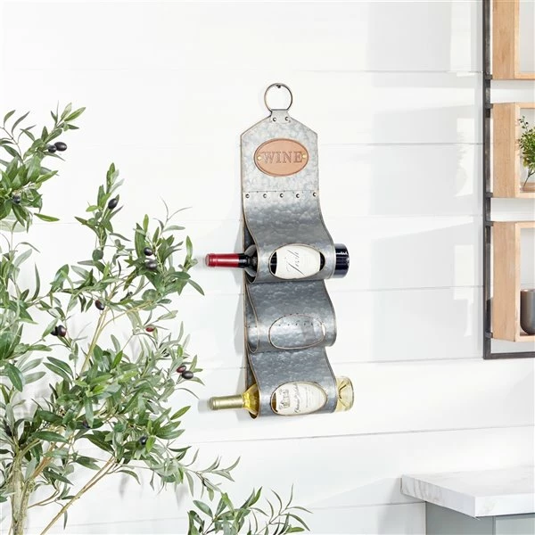 Flash Sale 😍 Grayson Lane 3-Bottle Grey Metal Farmhouse Wine Holder ✔️ 2 Flash Sale 😍 Grayson Lane 3-Bottle Grey Metal Farmhouse Wine Holder ✔️ - Image 2