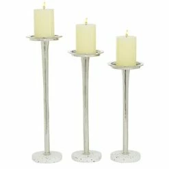 Brand new ✨ Grayson Lane 1-Candle Silver Stone Pillar Candle Holder - Set of 3 😀
