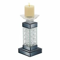 New 🥰 Grayson Lane 1-Candle Glass Pillar Candle Holder - Clear 🌟