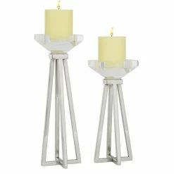 Promo π Grayson Lane 1-Candle White Metal Pillar Candle Holder - Set of 2 βοΈ