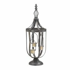Hot Sale 🧨 Grayson Lane 3-Candle Grey Metal Lantern Candle Holder 🎁