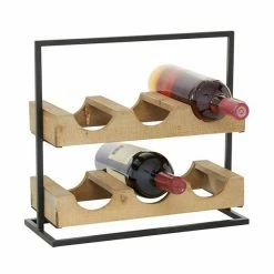 Buy 🔔 Grayson Lane 6-Bottle Brown Wood Farmhouse Wine Holder 🎉