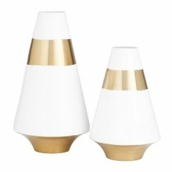 Wholesale 😉 Grayson Lane 2-Piece 14.05-in x 7.70-in White Modern Vase ✨