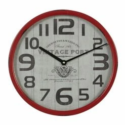 Promo 🔔 Grayson Lane 14-in x 14-in Red Analogue Round Wall Standard Clock ✔️