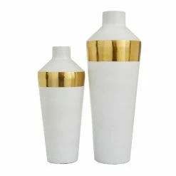 Coupon 😍 Grayson Lane 2-Piece 20.30-in x 7.50-in White Modern Vase ⌛