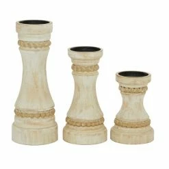 Best Sale 🧨 Grayson Lane 1-Candle Cream Wood Pillar Candle Holder - Set of 3 😍 -GRAYSON LANE Sales 2022 330862396 AlternateImage5 l