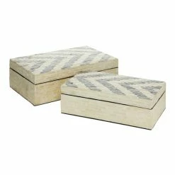 Deals 🔔 Grayson Lane 2-Piece 4.35-in x 8.9-in Off-White Modern Box 🎁 -GRAYSON LANE Sales 2022 330862399 AlternateImage4 l