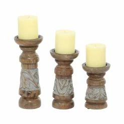 Top 10 β Grayson Lane Brown 1-Candle Wood Pillar Candle Holder - Set of 3 π