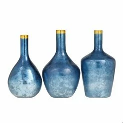 Discount ❤️ Grayson Lane 3-Piece 13.55-in x 7.70-in Blue Casual Vase 🧨