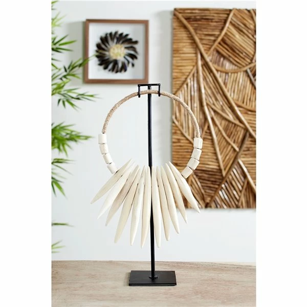 Budget 🔔 Grayson Lane White Teak Wood Necklace Sculpture ✔️ 2 Budget 🔔 Grayson Lane White Teak Wood Necklace Sculpture ✔️ - Image 2