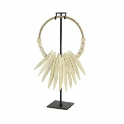 Budget 🔔 Grayson Lane White Teak Wood Necklace Sculpture ✔️