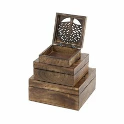 Buy 🧨 Grayson Lane Brown Mango Wood Boxes - Set of 3 😍 -GRAYSON LANE Sales 2022 330862501 AlternateImage4 l