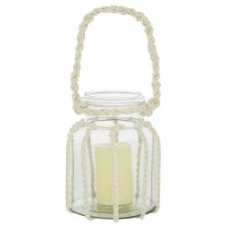 Best reviews of π Grayson Lane White Rope Glass Lantern Candle Holder π