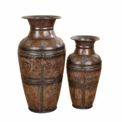 Best Sale π― Grayson Lane Brown Metal Vases - Set of 2 π