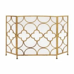 Wholesale 🎁 Grayson Lane 1-in Gold Iron 3-panel Flat Fireplace Screen 👍