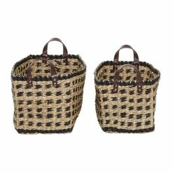 New 😍 Grayson Lane Brown and Black Sea Grass Storage Baskets - Set of 2 🧨 -GRAYSON LANE Sales 2022 330862538 AlternateImage5 l