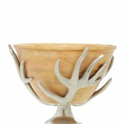 Cheapest ⭐ Grayson Lane Brown Aluminum and Natural Wood Bowl 🔔 -GRAYSON LANE Sales 2022 330862564 AlternateImage2 l