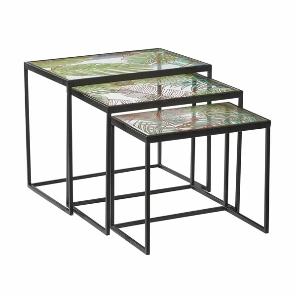 Discount 🎁 Grayson Lane Black Glass Accent Table Set - 3-Piece 🔔 1 Discount 🎁 Grayson Lane Black Glass Accent Table Set - 3-Piece 🔔