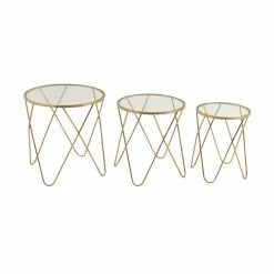 Best Sale 🌟 Grayson Lane Gold Glass Accent Table Set - 3-Piece 🤩