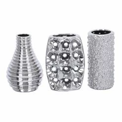 Buy 🤩 Grayson Lane Silver Ceramic Vases - Set of 3 ⭐