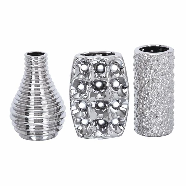 Buy 🤩 Grayson Lane Silver Ceramic Vases - Set of 3 ⭐ 1 Buy 🤩 Grayson Lane Silver Ceramic Vases - Set of 3 ⭐