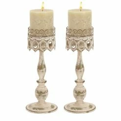 Outlet 🔥 Grayson Lane 2-Candle Metal Pillar Candle Holder - Set of 2 💯
