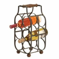New 💯 Grayson Lane 8-in x 16-in Brown Metal Wine Rack 🔥