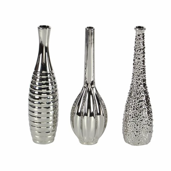 New ⭐ Grayson Lane Glam Silver Ceramic Vases - Set of 3 🎉 4 New ⭐ Grayson Lane Glam Silver Ceramic Vases - Set of 3 🎉 - Image 4